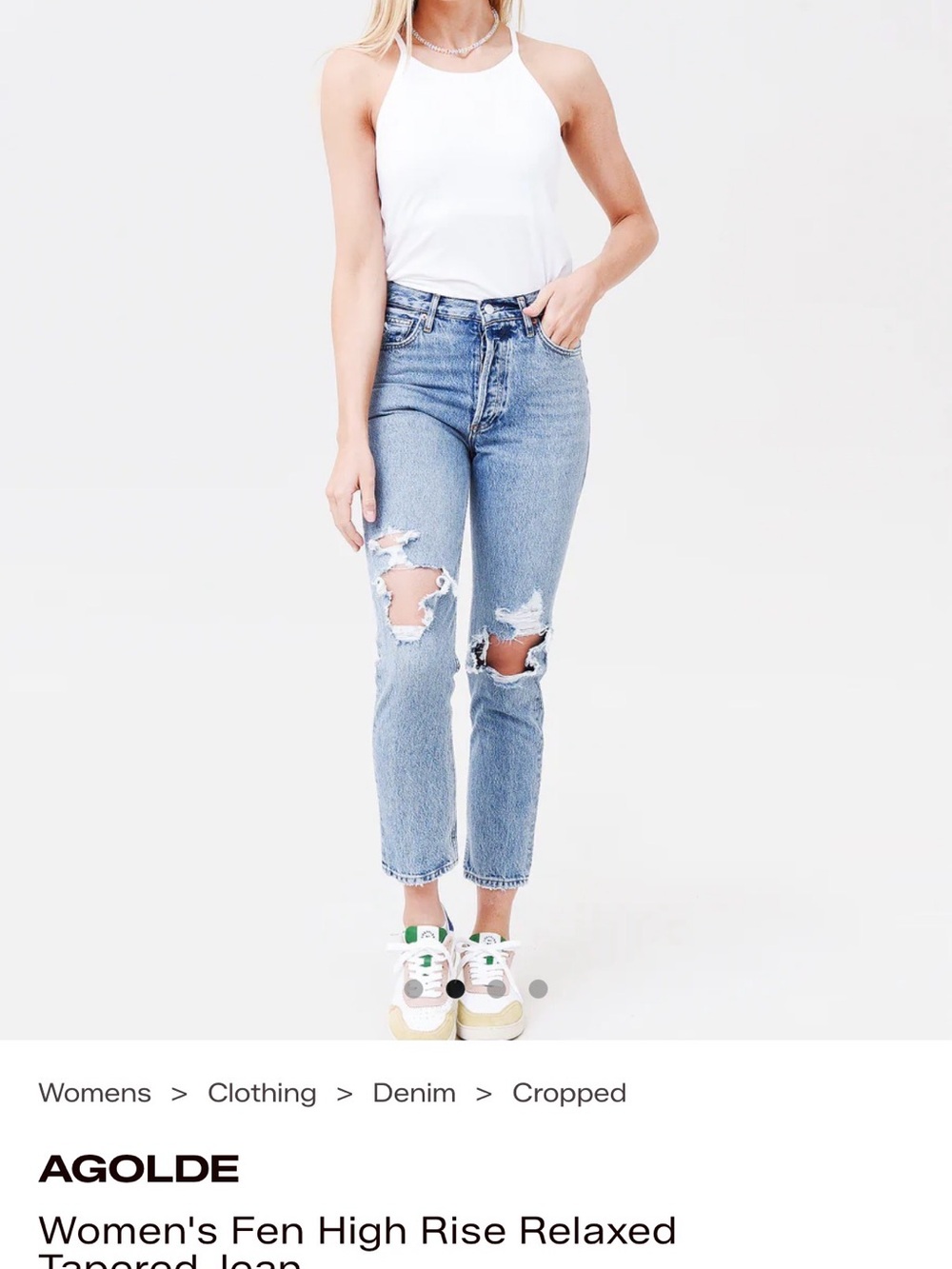 Agolde Light Blue High-Rise Distressed Cropped Jeans Size 24